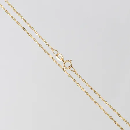 Kedja Singapore, ca 44,5-49,5cm, bredd 1mm, reglerbar längd. 18K  Vikt: 1,1 g