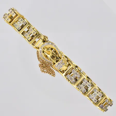Armband, diamanter ca 1,20ctv, längd 18-19cm, bredd 9,8mm, säkerhetskedja, 18K Vikt: 31,4 g