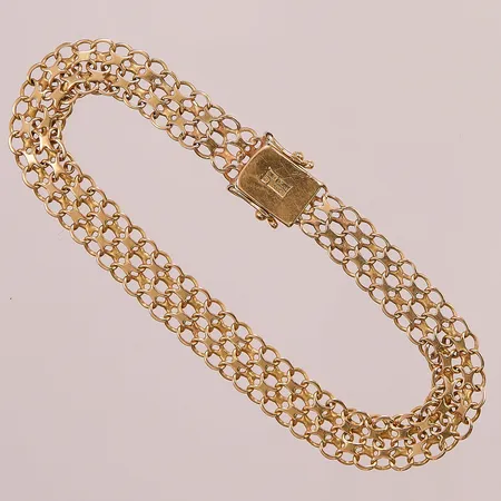Armband, X-länk, 20,5cm, bredd 9mm, skador finns, 18K, 12,5g.