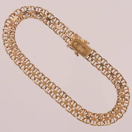 Armband X-länk med stav, 18,5cm, bredd 6,7mm, 18K, 10,1g.