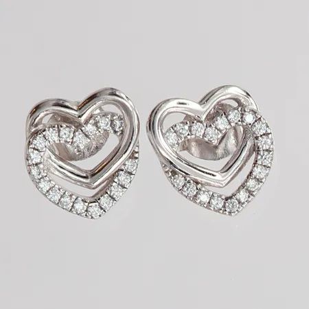Ett par örhängen med vita stenar, 10x9mm, silver 925/1000.  Vikt: 1,4 g