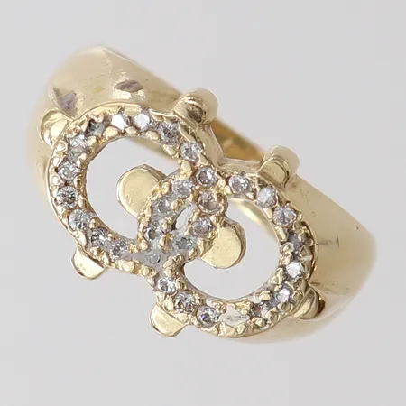 Ring med stenar, stl: 18¼, bredd 4-13mm, 14K.  Vikt: 6,1 g