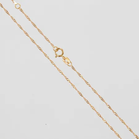Kedja Singapore, längd ca 42+45cm, bredd 0,8mm, 18K Vikt: 1,3 g