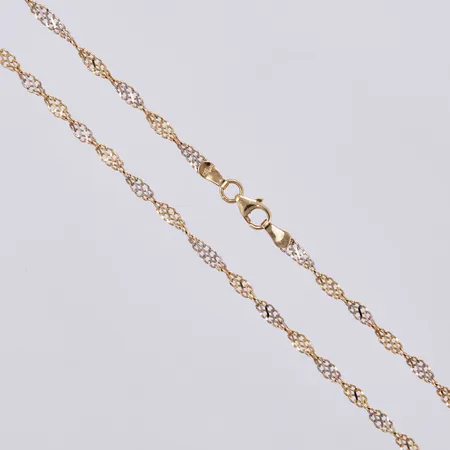 Kedja, längd: ca 44cm, bredd: ca 3mm, SCO, Svedbom & Co AB, delvis vitguld, 18K  Vikt: 4,7 g