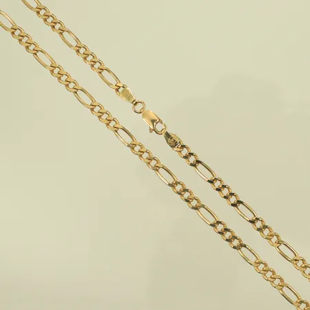 Halskedja figaro, ihålig, 60cm bredd 4mm, 14K Vikt: 8,4 g