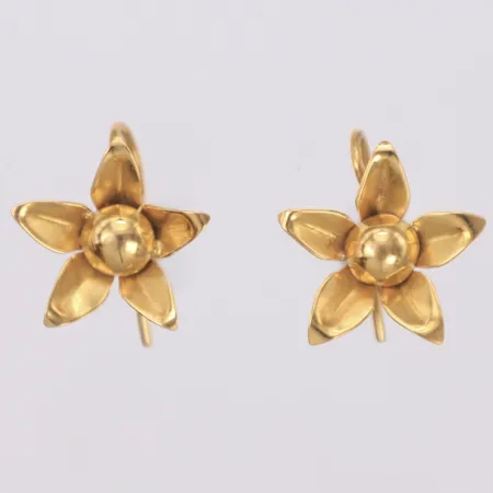 Ett par örhängen med blommor, längd ca 16,5mm, bredd ca 15mm, krokar, ostämplat, 18K  Vikt: 2 g