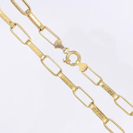 Halskedja ankarlänk med meandermönster, ihålig, längd 49cm, bredd 6mm, 18K Vikt: 13,1 g