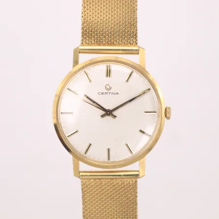 Herrur Certina 18K, Ø34mm, manuell, plexiglas, armband i guld, bruttovikt 61,3g