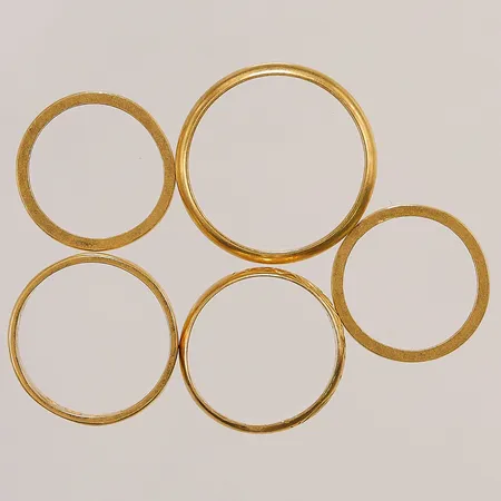 Ringar 5st, graverade, 23K, 25,0g.
