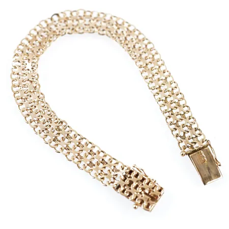 Armband, x-länk, 19cm, bredd 10mm, 18k Vikt: 13 g