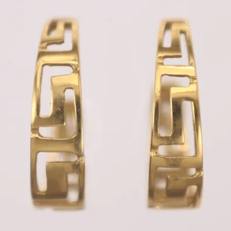 Ett par örhängen, Ø ca 20mm, bredd 3,4-6mm, meandermönster, 18K Vikt: 5,6 g