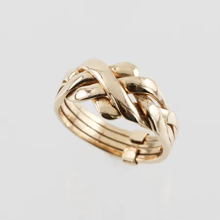 Pusselring 4 del, stl 17¾mm, bredd ca 4,7-10,4mm, italien 18k Vikt: 6,9 g