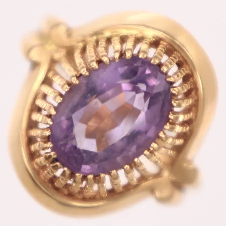 Ring med lila sten,  stl 16¼, bredd 1,9-17,6mm, 18K Vikt: 4,6 g