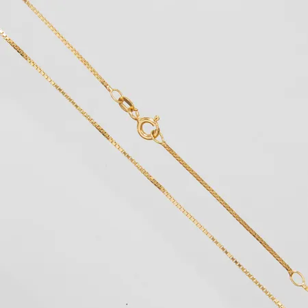 Kedja Venezia, längd ca 37,5+42cm, bredd 0,8mm, 18K Vikt: 2,6 g