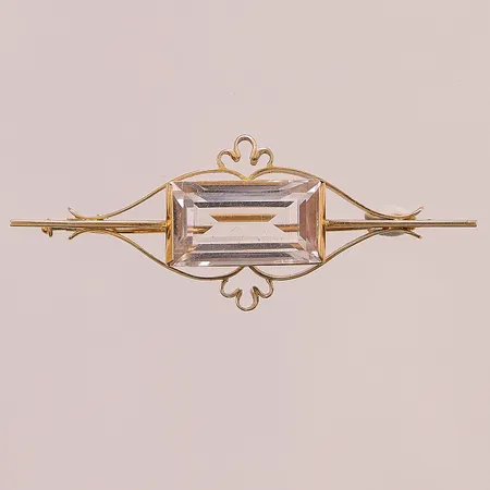 Brosch med sten, 21x55mm, 18K 8,3g.
