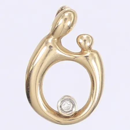 Hänge med diamant 1x ca0,03ct, 20x14mm, repig, 14K  Vikt: 1,6 g