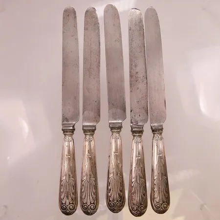 Knivar 5st, skadade, bruttovikt, 27cm, Silver S830/1000, 426,5g.