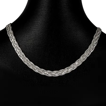 Collier, silver 925/1000, flätad modell, Guldfynd (GHA), längd 43-47,5 cm, bredd 7 mm Vikt: 17,1 g