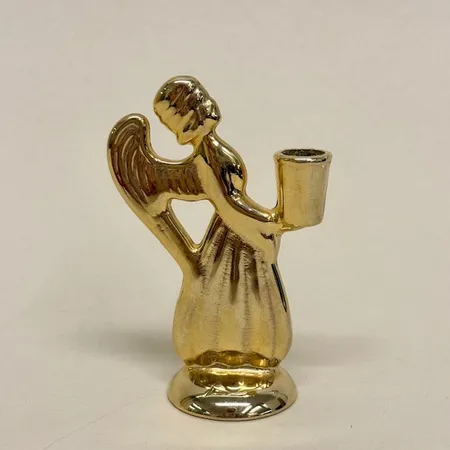 Ljusstake, Skyddsängel, höjd 9cm, Skultuna1607, B11, design Carl-Einar Borgström, mässing, repor 