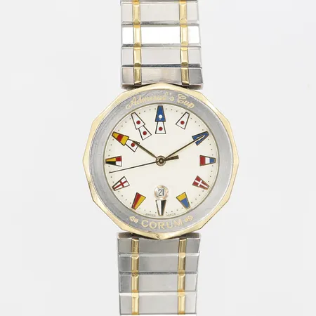 Herrur, Corum Admirals Cup, Ø 35mm, stål/guld, quartz, ref-nr: 99810021V52B, serie-nr: 436759, safirglas, viklås, batteribyte krävs, bruksslitage, inga övriga tillbehör