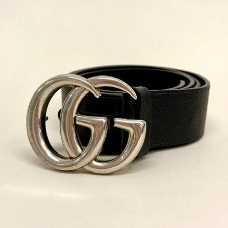 Bälte, Gucci GG, 406831/DJ20N, 90¤36, längd 110cm, bredd 38mm, 525040, svart skinn, spänne vitmetall, repor, bredd 75mm, bruksskick, kvitto 2017, dustbag