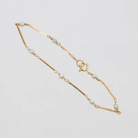 Armband pärlor, defekt, skadade pärlor, bucklig, 18K, bruttovikt: 1,7g.