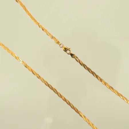 Halsband flätad, 41cm bredd 3mm, 21K  Vikt: 5,1 g