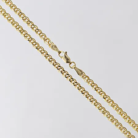 Kedja, längd 60cm, bredd 3,5mm, ihålig, 18K.  Vikt: 5,8 g