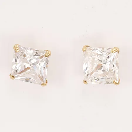 Ett par örhängen med vita stenar, höjd: 12mm, bredd: 6mm, 18K guld.  Vikt: 1,2 g