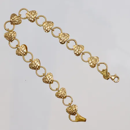 Armband med hjärtan 20cm bredd 7-9mm, 22K Vikt: 9,7 g