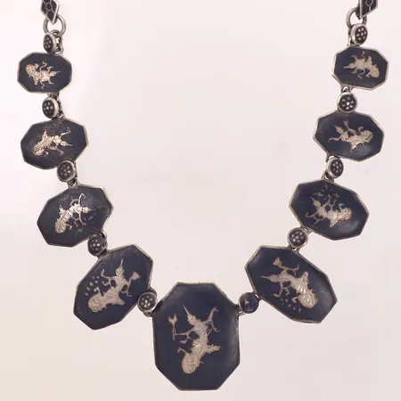 Collier, längd 46cm, bredd 6,9-32mm, Thailand, säkerhetskedja, silver 925/1000 Vikt: 45,8 g
