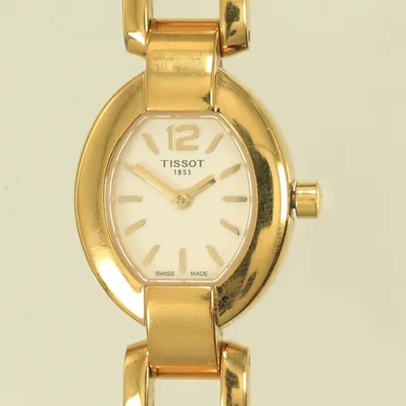 Damur Tissot #1853, quartz,  längd ca 19cm, originallänk med extra länkdel i doublé, battreibyte krävs 