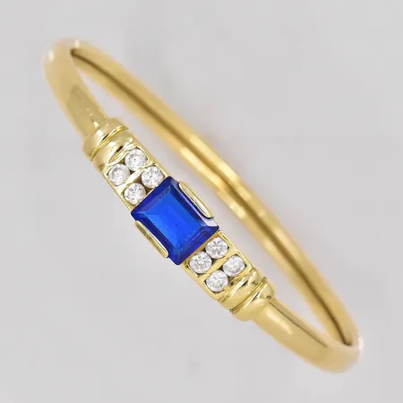 Armring, öppningsbar, Ø 60mm, vita och blå stenar, bredd ovandel 9mm, 14K Vikt: 14,9 g