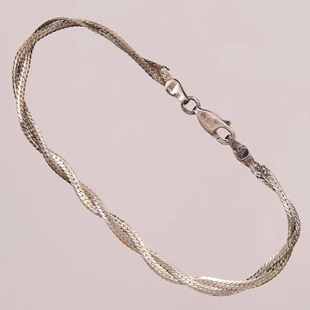 Armband, flätat, 18,5cm, bredd: 3,7mm, defekt länk, 925/1000 silver, 3,4g.