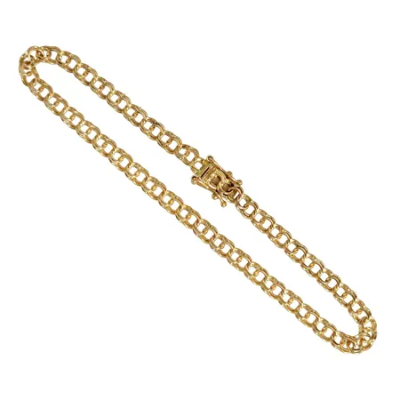 Armband Bismarck, 18K guld, Guldfynd (GHA), längd knäppt 19,0 cm, bredd 3,7 mm, fint skick Vikt: 5,1 g