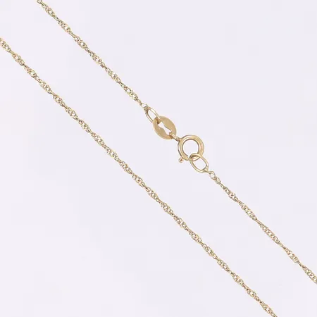 Halskedja Singapore, längd 43cm, bredd 1mm, 18K    Vikt: 0,9 g