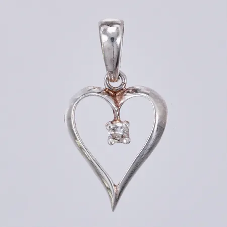 Hänge med vit sten, hjärta, längd: ca 2,3cm, bredd: ca 2-13mm, 830/1000 Vikt: 0,8 g