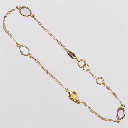 Armband, Singapore, färgade stenar, 17,5/18,5cm, bredd 1,4-5,3mm, Guldfynd, 18K  Vikt: 2,2 g