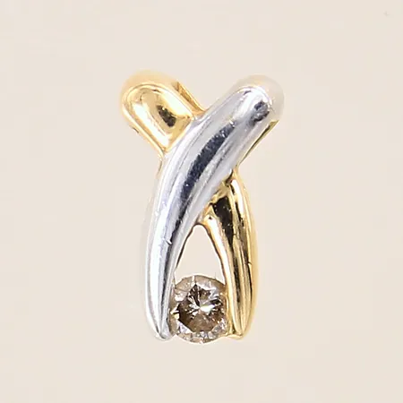 Hänge med diamant ca 0,05ct, 10x6mm, delvis vitguld, 18K  Vikt: 0,9 g