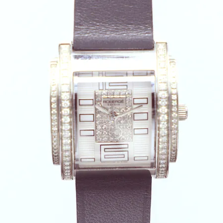 Damur, Roberge, Genéve, diamanter 48 x 0,02ct, 90 x 0,01ct, längd 31mm, bredd 28mm, safirglas, modell 316 L nummer 00530, 