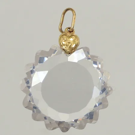 Hänge, glasdetalj, längd 24mm, bredd 17,8mm, 18K  Vikt: 4,9 g