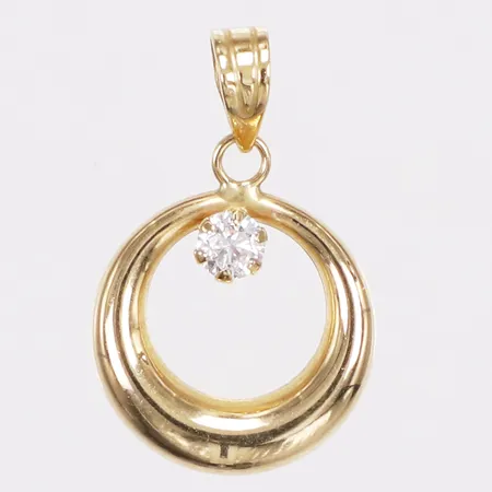 Hänge, vit sten, 20mm, 18K  Vikt: 0,4 g