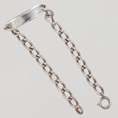 Armband med namnbricka, 19cm, bredd 7,3mm, gravyr, 830/1000 silver,  Vikt: 12,3 g