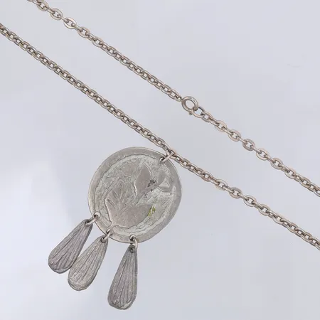 Collier, Ankar, 61cm, metall, hänge blomma 65mm, år 1976, tenn Vikt: 0 g