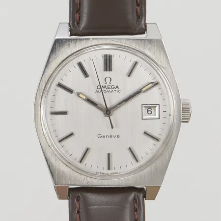 Herrur, Omega Genève, Ø35mm, automatic, verknr: 36446468, boettnummer: 1660118, cal: 1481, datum, stål, läderband Vikt: 0 g