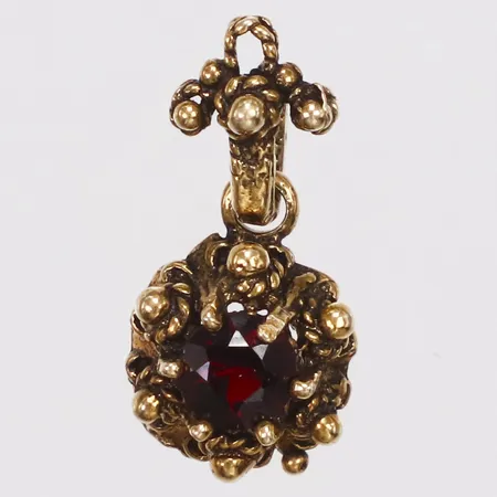Hänge, röd sten, 17mm, 14K  Vikt: 1,4 g