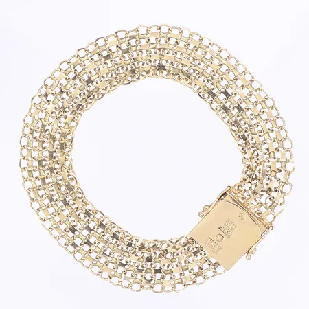 Armband X-länk, längd 19cm, bredd 12mm, hårt bruksslitage, 18K Vikt: 14,4 g