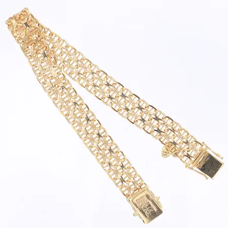 Armband X-länk med stav, längd 21cm, bredd 11mm, 18K  Vikt: 24,8 g