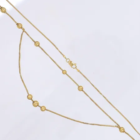 Halscollier med kulor, längd 46cm, bredd 1mm, 21K Vikt: 8,8 g