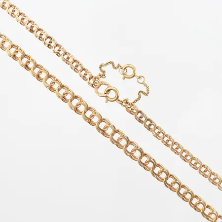 Collier doserad Bismarck, 45cm, bredd: 4-6mm, säkerhetskedja, 18K Vikt: 13,5 g